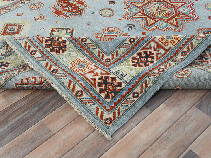 6'1" x 8'9" New Hand Knotted Blue Wool Rectangle Oriental Rug - MOA10281754