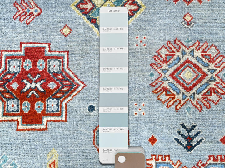 6'1" x 8'9" New Hand Knotted Blue Wool Rectangle Oriental Rug - MOA10281754