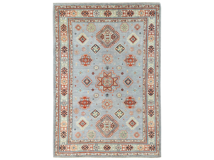 6'2" x 8'9" New Hand Knotted Grey Wool Rectangle Oriental Rug - MOA10281755