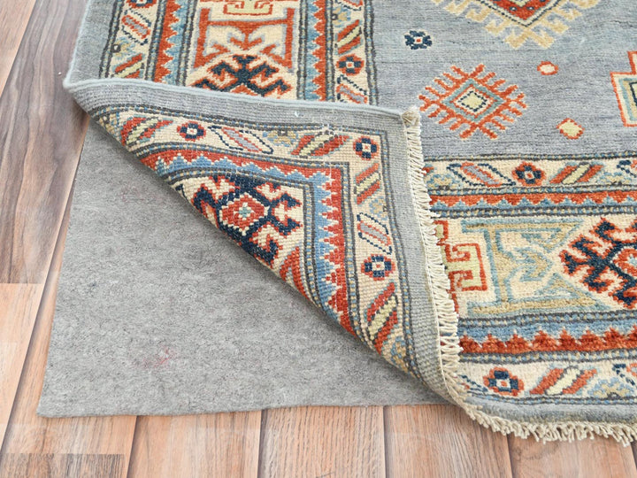 6'2" x 8'9" New Hand Knotted Grey Wool Rectangle Oriental Rug - MOA10281755