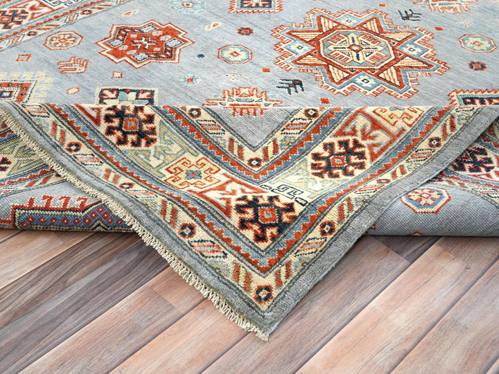 6'2" x 8'9" New Hand Knotted Grey Wool Rectangle Oriental Rug - MOA10281755