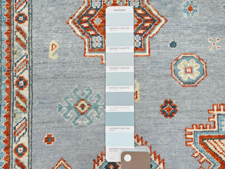6'2" x 8'9" New Hand Knotted Grey Wool Rectangle Oriental Rug - MOA10281755