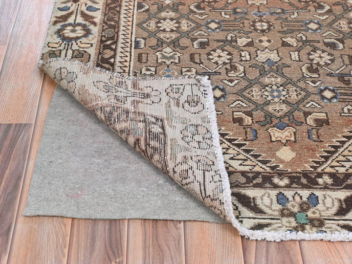 3'4" x 10'0" Vintage Hand Knotted Brown Wool Runner Oriental Rug - MOA10281851