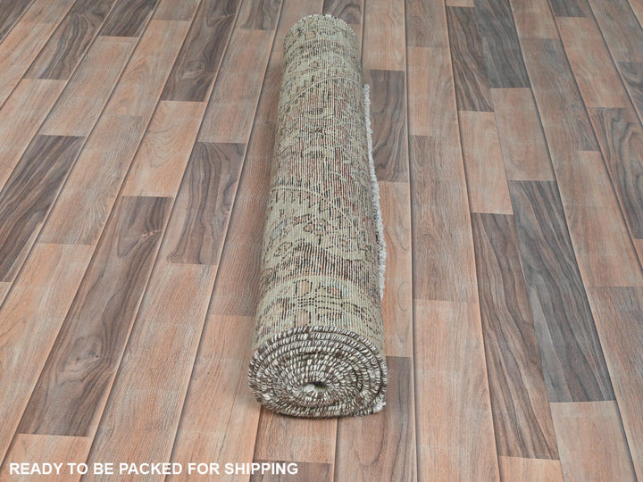 3'4" x 10'0" Vintage Hand Knotted Brown Wool Runner Oriental Rug - MOA10281851