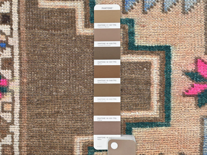 3'3" x 12'10" Vintage Hand Knotted Brown Wool Runner Oriental Rug - MOA10281868