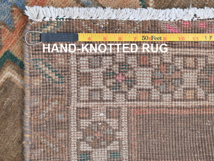 3'3" x 12'10" Vintage Hand Knotted Brown Wool Runner Oriental Rug - MOA10281868
