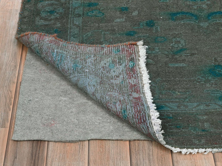 3'8" x 9'3" Vintage Hand Knotted Overdyed Wool Runner Oriental Rug - MOA10281872
