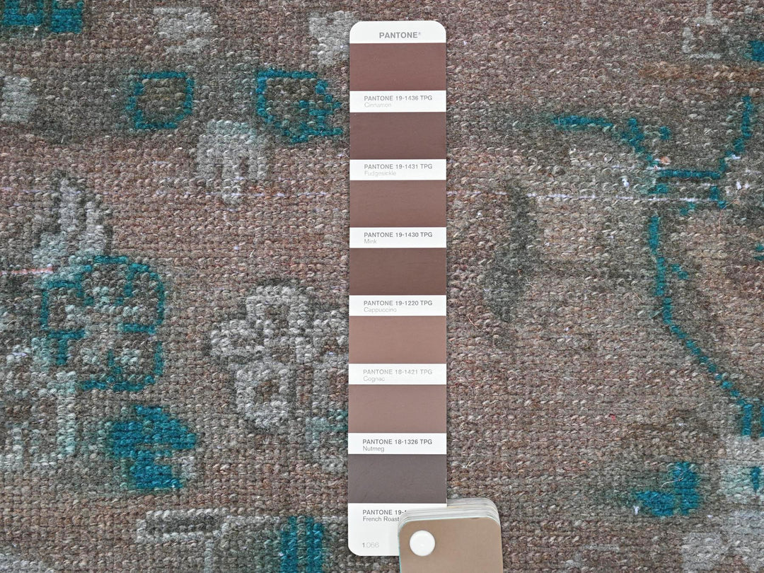 3'8" x 9'3" Vintage Hand Knotted Overdyed Wool Runner Oriental Rug - MOA10281872