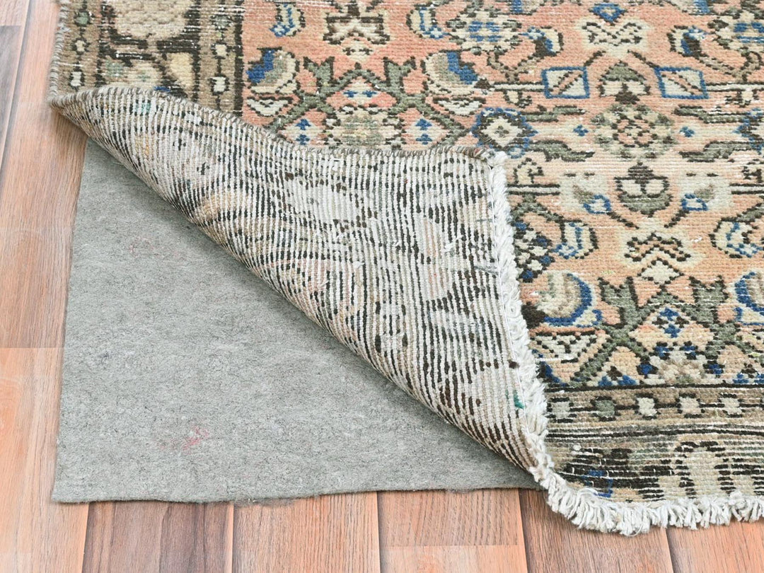 3'5" x 9'2" Vintage Hand Knotted Beige Wool Runner Oriental Rug - MOA10281883