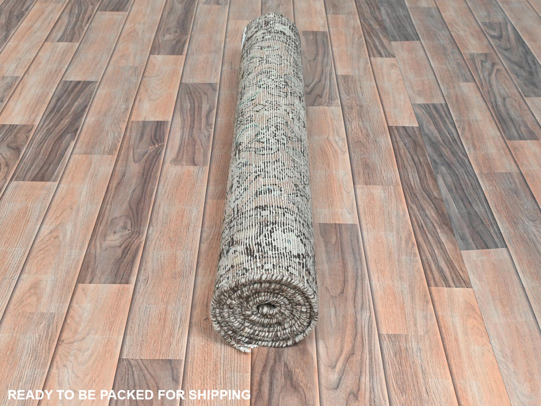 3'5" x 9'2" Vintage Hand Knotted Beige Wool Runner Oriental Rug - MOA10281883
