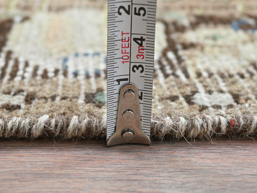 3'5" x 9'2" Vintage Hand Knotted Beige Wool Runner Oriental Rug - MOA10281883