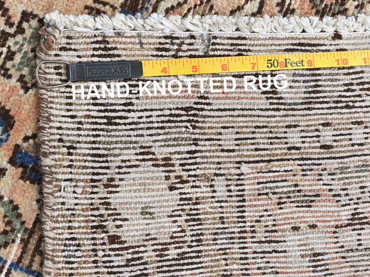 3'5" x 9'2" Vintage Hand Knotted Beige Wool Runner Oriental Rug - MOA10281883