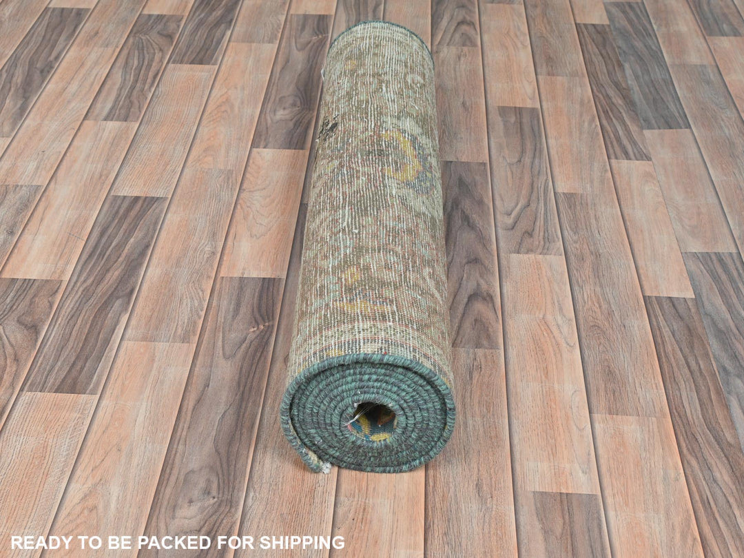 3'0" x 10'1" Vintage Hand Knotted Brown Wool Runner Oriental Rug - MOA10281896