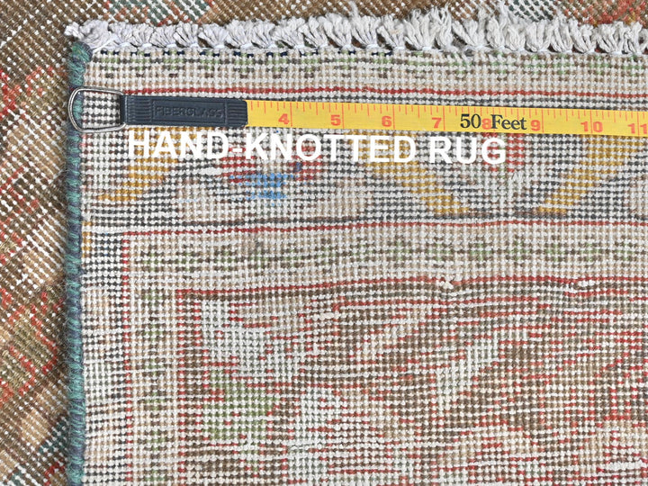 3'0" x 10'1" Vintage Hand Knotted Brown Wool Runner Oriental Rug - MOA10281896