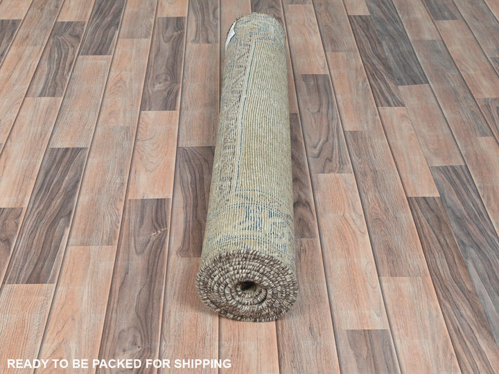 3'3" x 9'9" Vintage Hand Knotted Brown Wool Runner Oriental Rug - MOA10281897