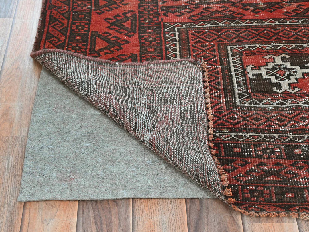 3'7" x 6'5" Vintage Hand Knotted Red Wool Rectangle Oriental Rug - MOA10281925