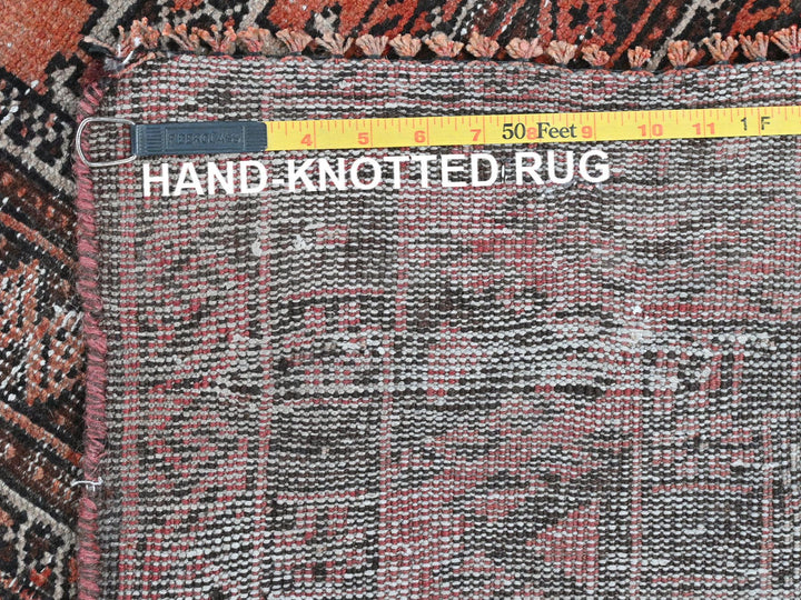 3'7" x 6'5" Vintage Hand Knotted Red Wool Rectangle Oriental Rug - MOA10281925