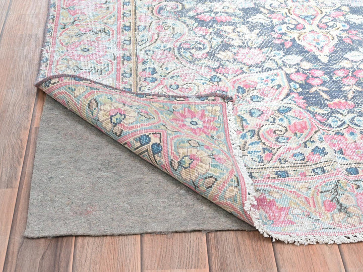 3'7" x 5'9" Vintage Hand Knotted Blue Worn Wool Rectangle Oriental Rug - MOA10281947
