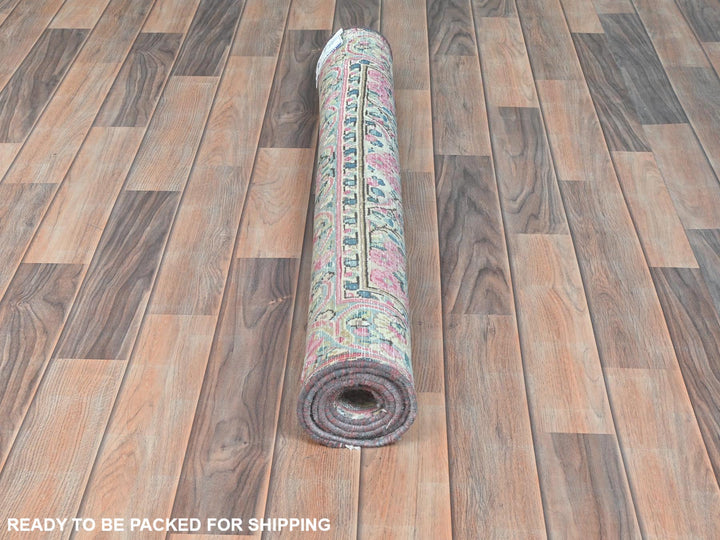 3'7" x 5'9" Vintage Hand Knotted Blue Worn Wool Rectangle Oriental Rug - MOA10281947