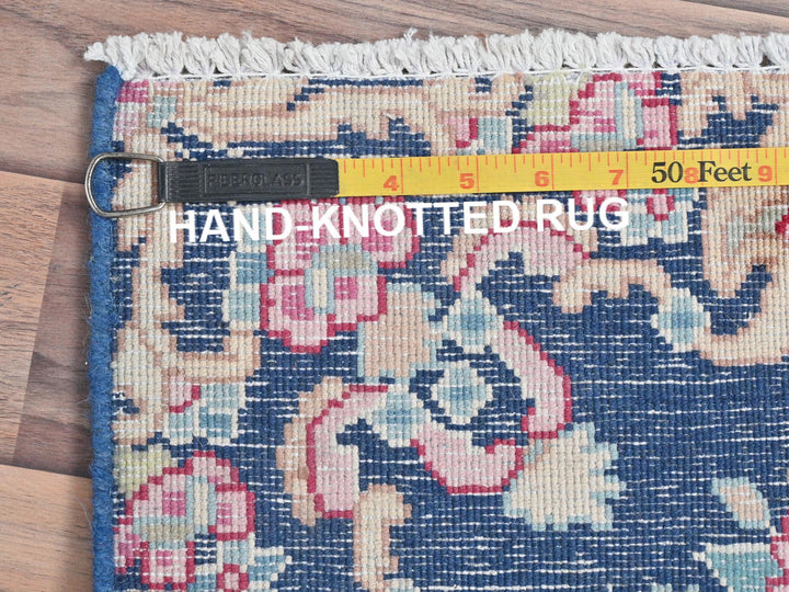 1'6" x 1'7" Vintage Hand Knotted Blue Worn Wool Square Oriental Rug - MOA10281948