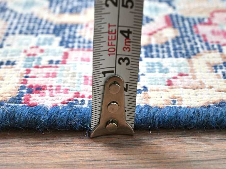1'6" x 1'7" Vintage Hand Knotted Blue Worn Wool Square Oriental Rug - MOA10281950