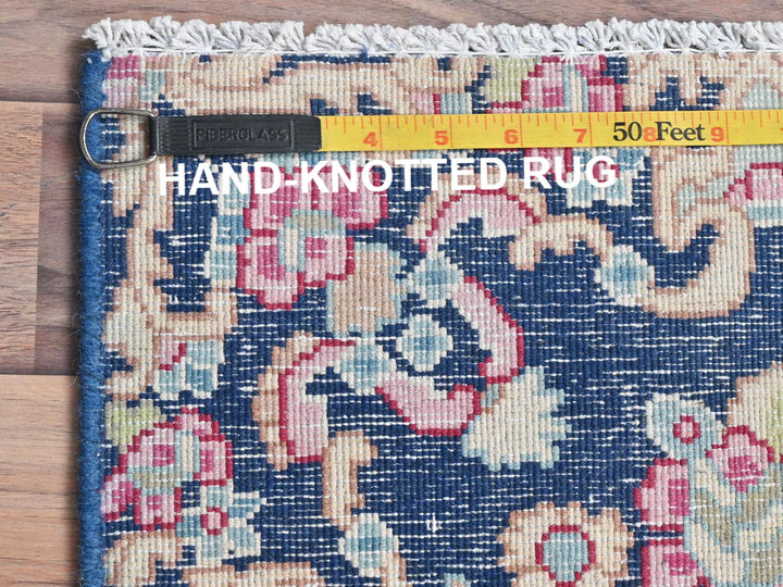 1'6" x 1'7" Vintage Hand Knotted Blue Worn Wool Square Oriental Rug - MOA10281950