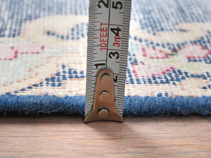 1'6" x 2'1" Vintage Hand Knotted Blue Worn Wool Rectangle Oriental Rug - MOA10281954