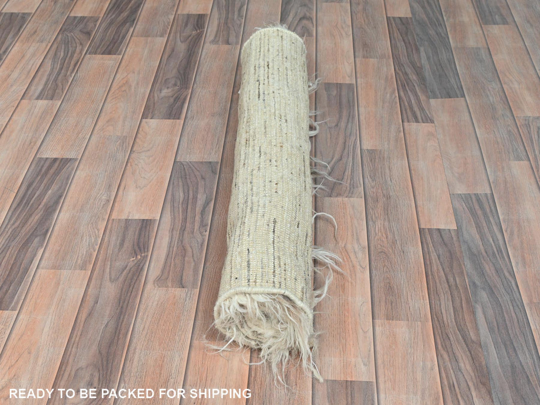 3'0" x 3'0" New Hand Knotted Beige Wool Square Oriental Rug - MOA10282021