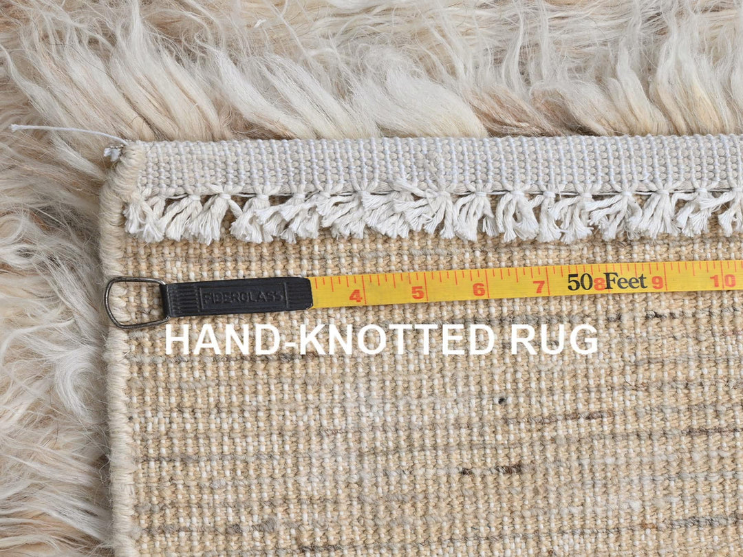 3'0" x 3'0" New Hand Knotted Beige Wool Square Oriental Rug - MOA10282021