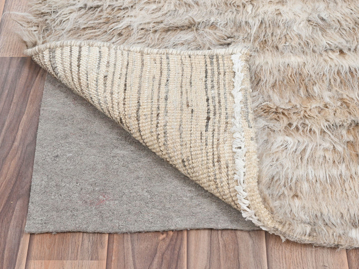 2'10" x 5'5" New Hand Knotted Beige Wool Rectangle Oriental Rug - MOA10282024