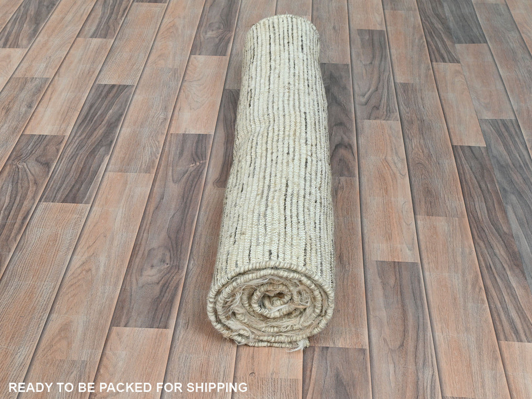 2'10" x 5'5" New Hand Knotted Beige Wool Rectangle Oriental Rug - MOA10282024