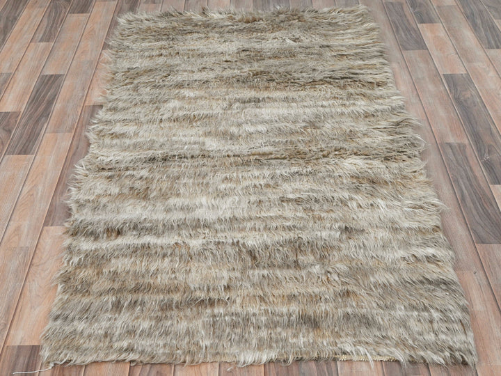 3'2" x 5'6" New Hand Knotted Beige Wool Rectangle Oriental Rug - MOA10282025