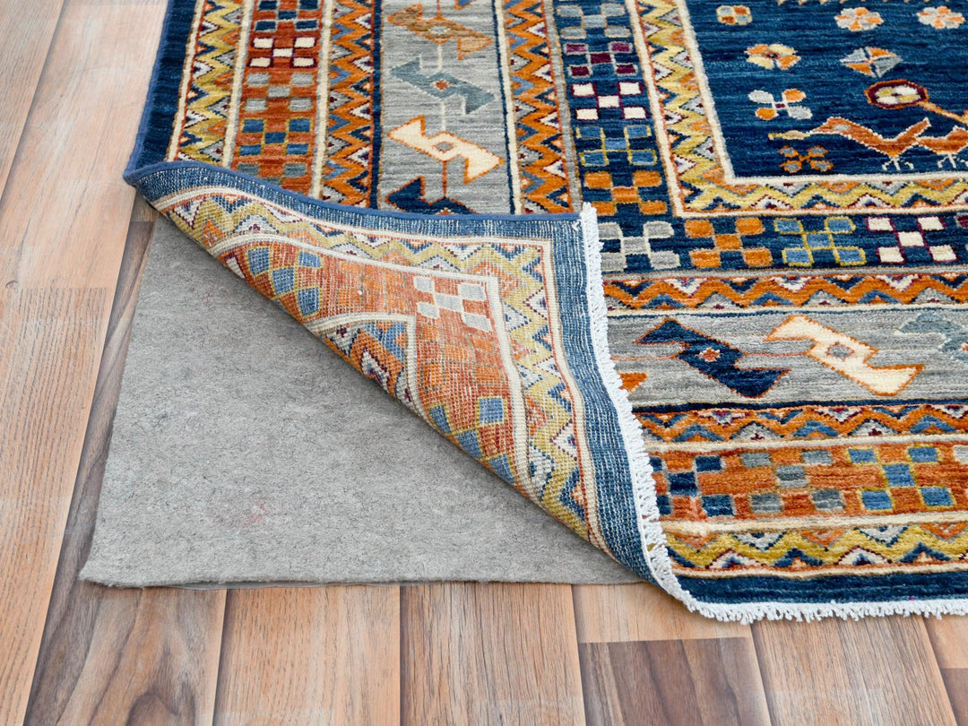 8'4" x 9'7" New Hand Knotted Blue Wool Rectangle Oriental Rug - MOA10282030