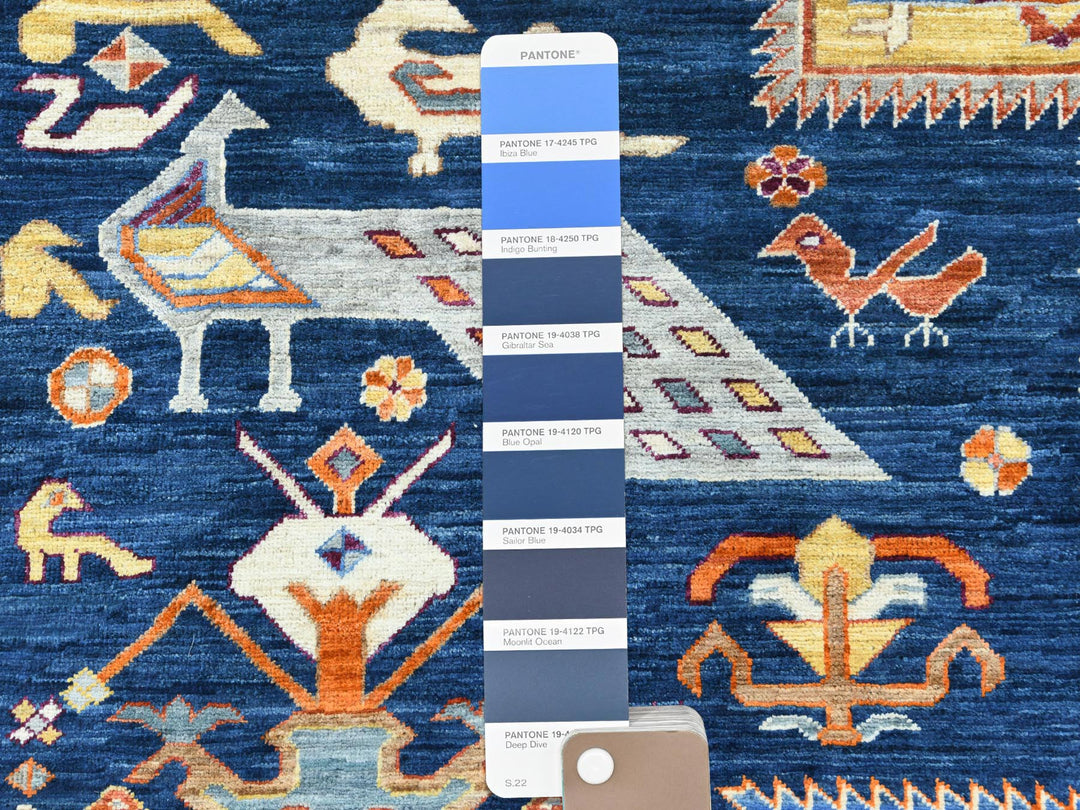 8'4" x 9'7" New Hand Knotted Blue Wool Rectangle Oriental Rug - MOA10282030