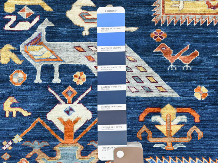 8'4" x 9'7" New Hand Knotted Blue Wool Rectangle Oriental Rug - MOA10282030