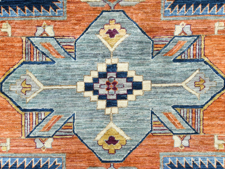 9'1" x 11'7" New Hand Knotted Blue Wool Rectangle Oriental Rug - MOA10282031