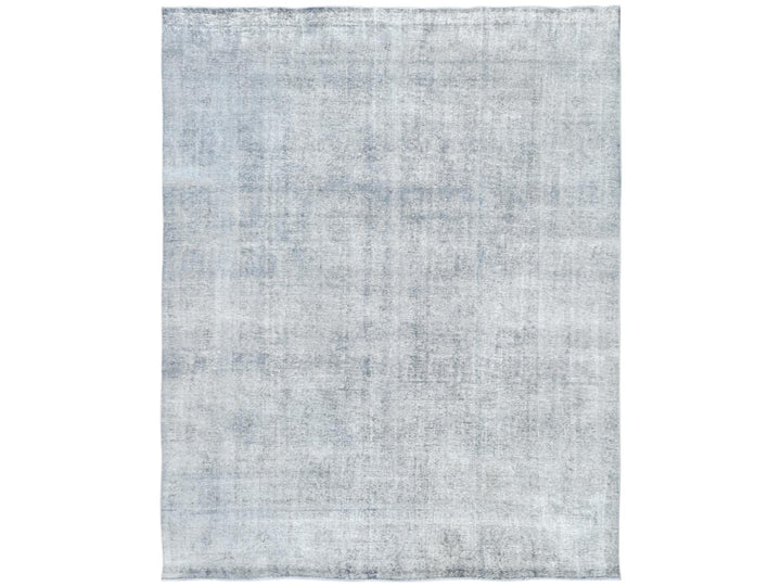 9'5" x 12'2" Vintage Hand Knotted Grey Wool Rectangle Oriental Rug - MOA10282097