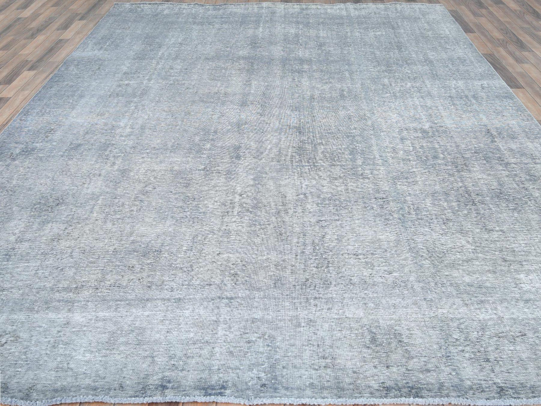 9'5" x 12'2" Vintage Hand Knotted Grey Wool Rectangle Oriental Rug - MOA10282097