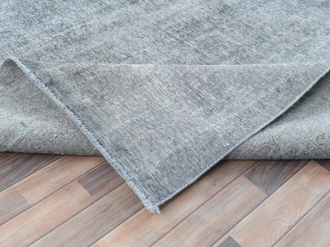 9'5" x 12'2" Vintage Hand Knotted Grey Wool Rectangle Oriental Rug - MOA10282097