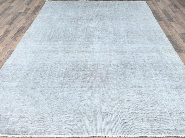 7'0" x 10'2" Vintage Hand Knotted Grey Wool Rectangle Oriental Rug - MOA10282105