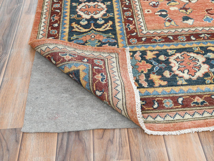 9'0" x 11'10" New Hand Knotted Blue Wool Rectangle Oriental Rug - MOA10282142