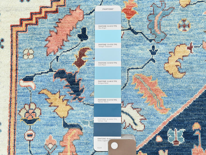 9'0" x 11'10" New Hand Knotted Blue Wool Rectangle Oriental Rug - MOA10282142