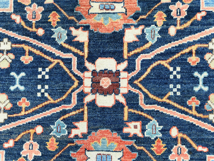 9'0" x 11'10" New Hand Knotted Blue Wool Rectangle Oriental Rug - MOA10282142