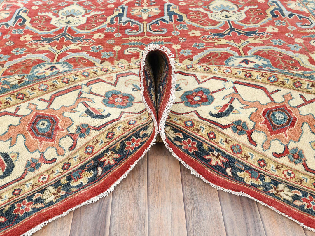 9'0" x 12'0" New Hand Knotted Red Wool Rectangle Oriental Rug - MOA10282151