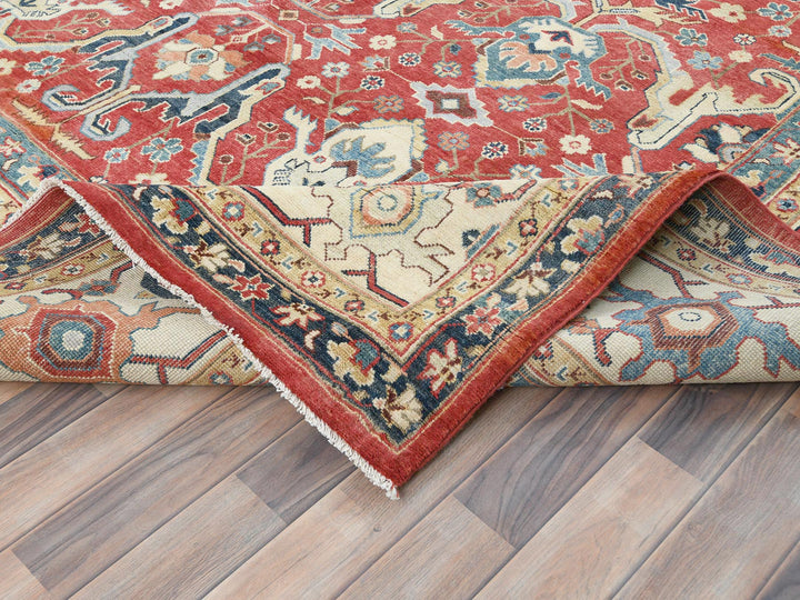 9'0" x 12'0" New Hand Knotted Red Wool Rectangle Oriental Rug - MOA10282151