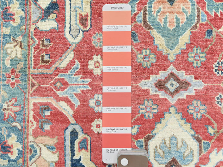 9'0" x 12'0" New Hand Knotted Red Wool Rectangle Oriental Rug - MOA10282151