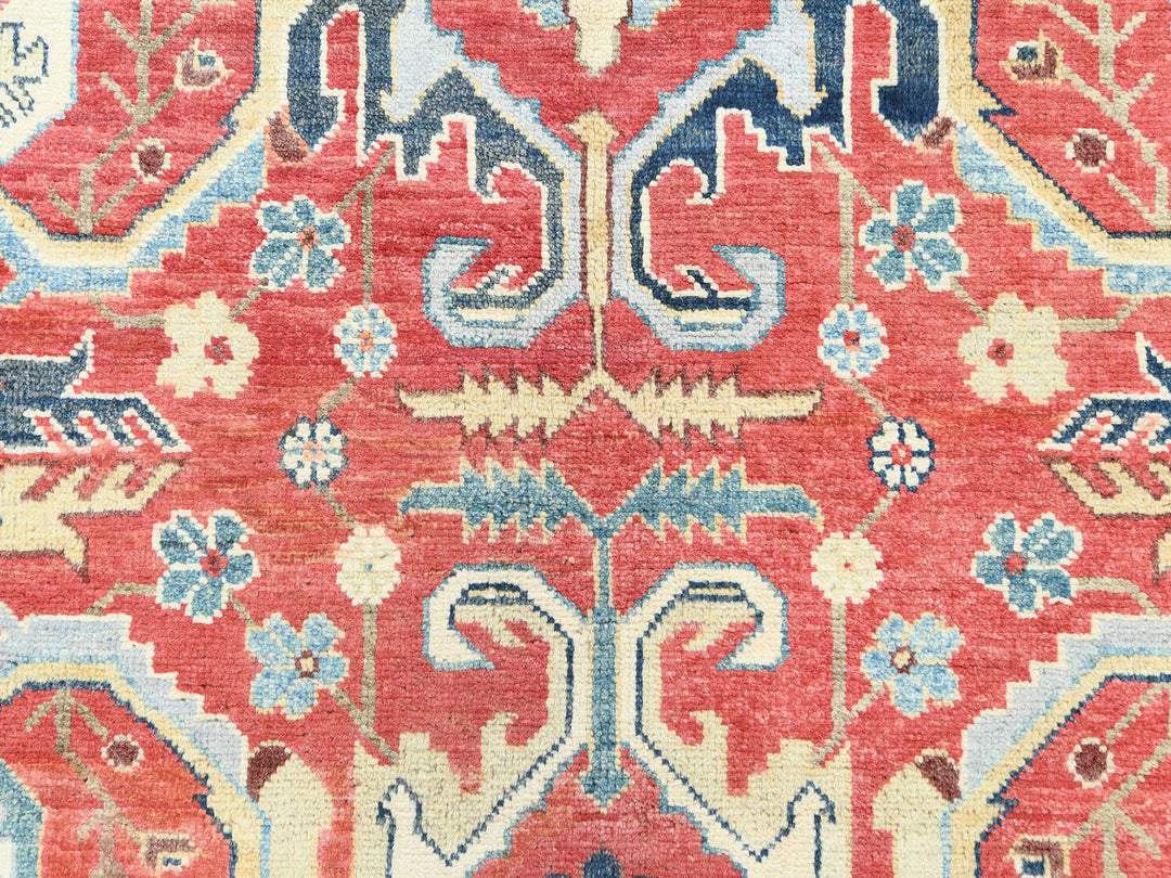 9'0" x 12'0" New Hand Knotted Red Wool Rectangle Oriental Rug - MOA10282151
