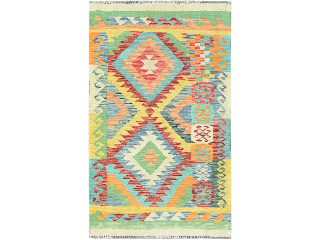 2'10" x 4'8" New Hand Woven Multicolored Wool Rectangle Oriental Rug - MOA10282204