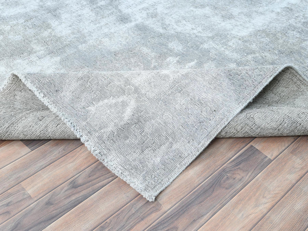 8'10" x 11'11" Vintage Hand Knotted Grey Wool Rectangle Oriental Rug - MOA10282339