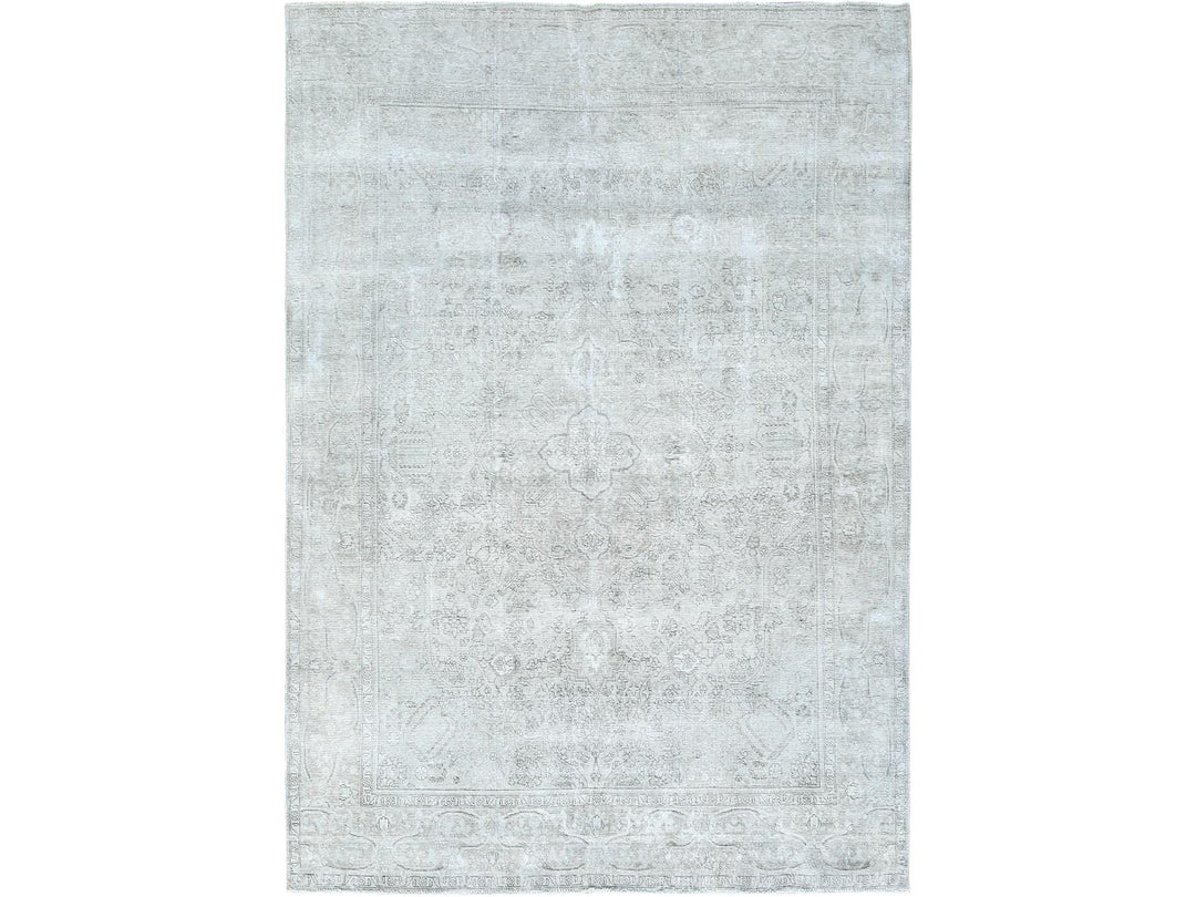 9'4" x 12'3" Vintage Hand Knotted Grey Wool Rectangle Oriental Rug - MOA10282340